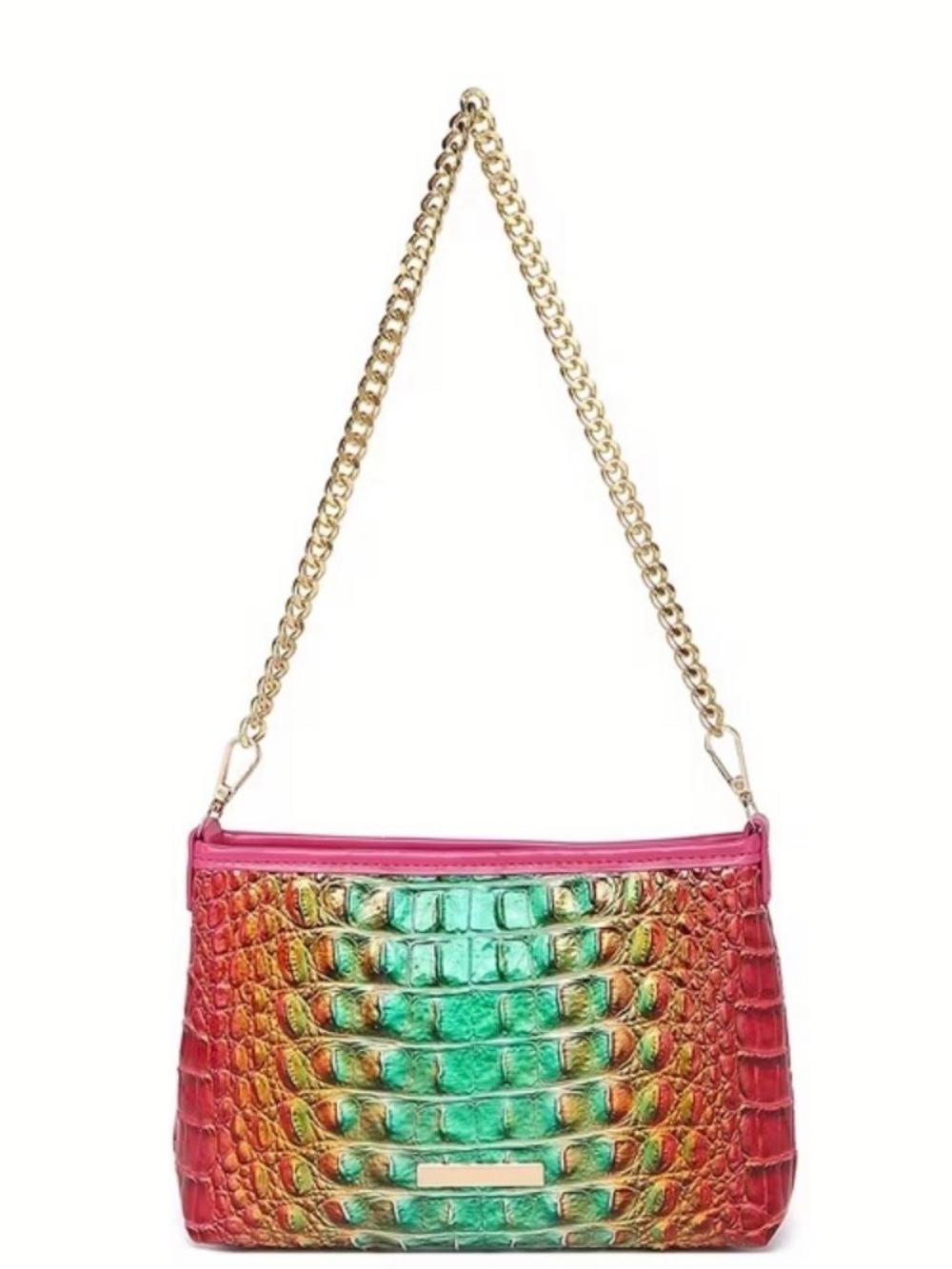 Colourful Croc Print Shoulder Bag